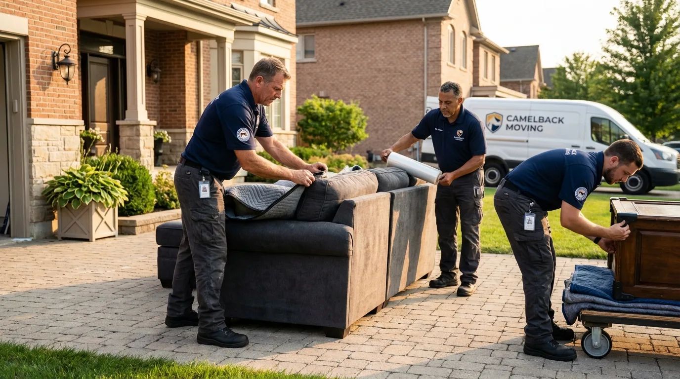 Large estate moving crew wrapping furniture in Steeleville, IL